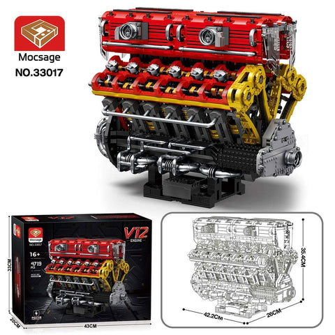 Mocsage 60° V12 Engine Building Blocks Set（4719PCS）