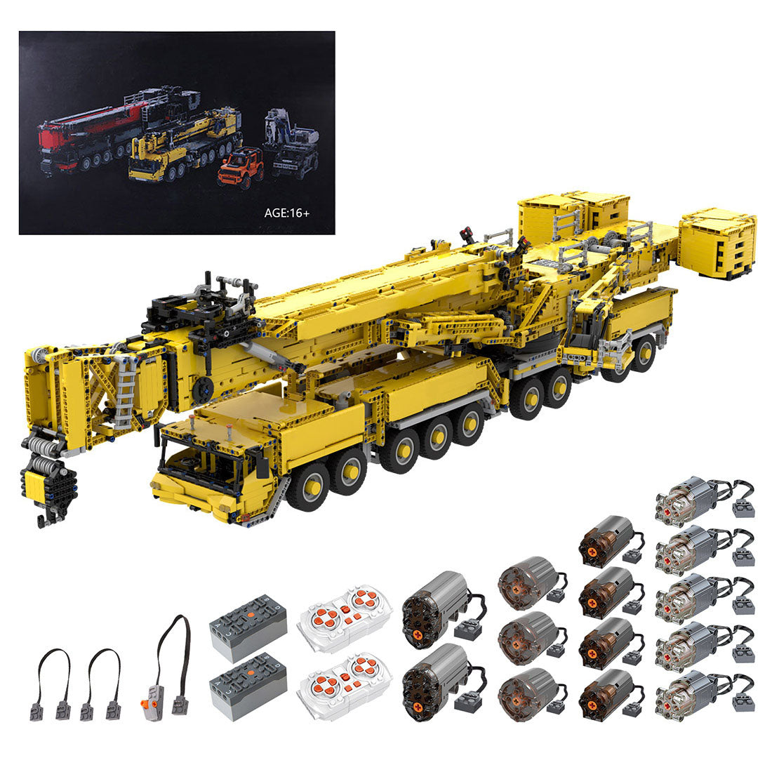 LTM11200 v2.0 Ultra Large Engineering Crane Model with 14 Motors Small Particle Building Blocks MOC Set (Dynamic Version/Yellow/8528PCS)