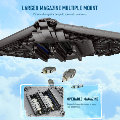 Mocsage B2 Spirit 1/70 Scale Flying-Wing Ultra-High-Speed Intercontinental Stealth Strategic Bomber Model Building Blocks Set (2063PCS)