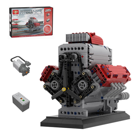 Mocsage MOC-171732 Crossplane V8 Engine with Supercharger & removable Cover Building Blocks Set (1054PCS/Dynamic Version)