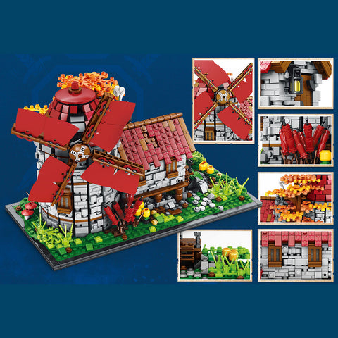 Mocsage Dutch Windmills  Medieval Countryside Model  Building Blocks Toy  Set(2,296PCS)