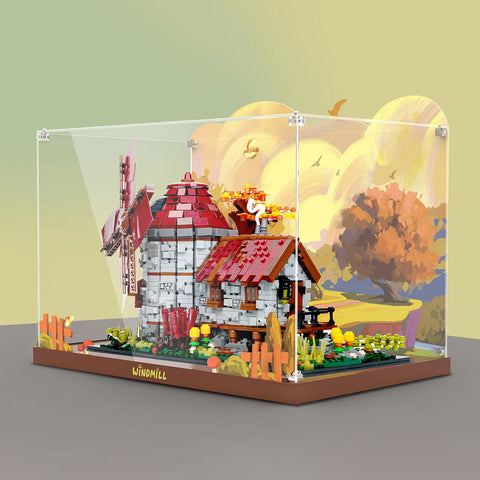 Acrylic Display Box Dust Cover  for Windmills Model Building  Blocks Set (Building Blocks are  Not Included)