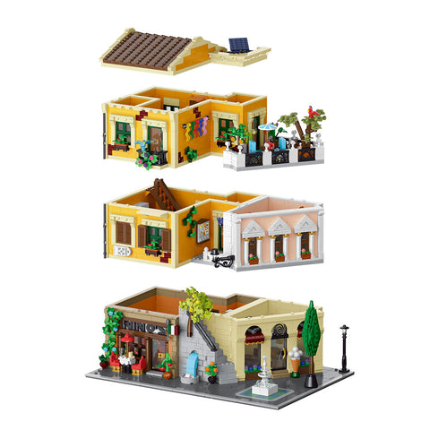 Mocsage Lighted Roman Corner Shop Street Scene Building Blocks Set(4507PCS)