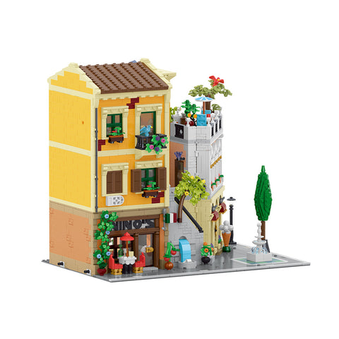 Mocsage Lighted Roman Corner Shop Street Scene Building Blocks Set(4507PCS)